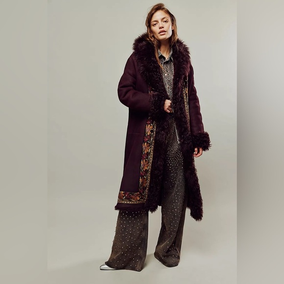 Free People x Nigel Preston Embroidered Shawl Coat Size Large NWT - Picture 1 of 16